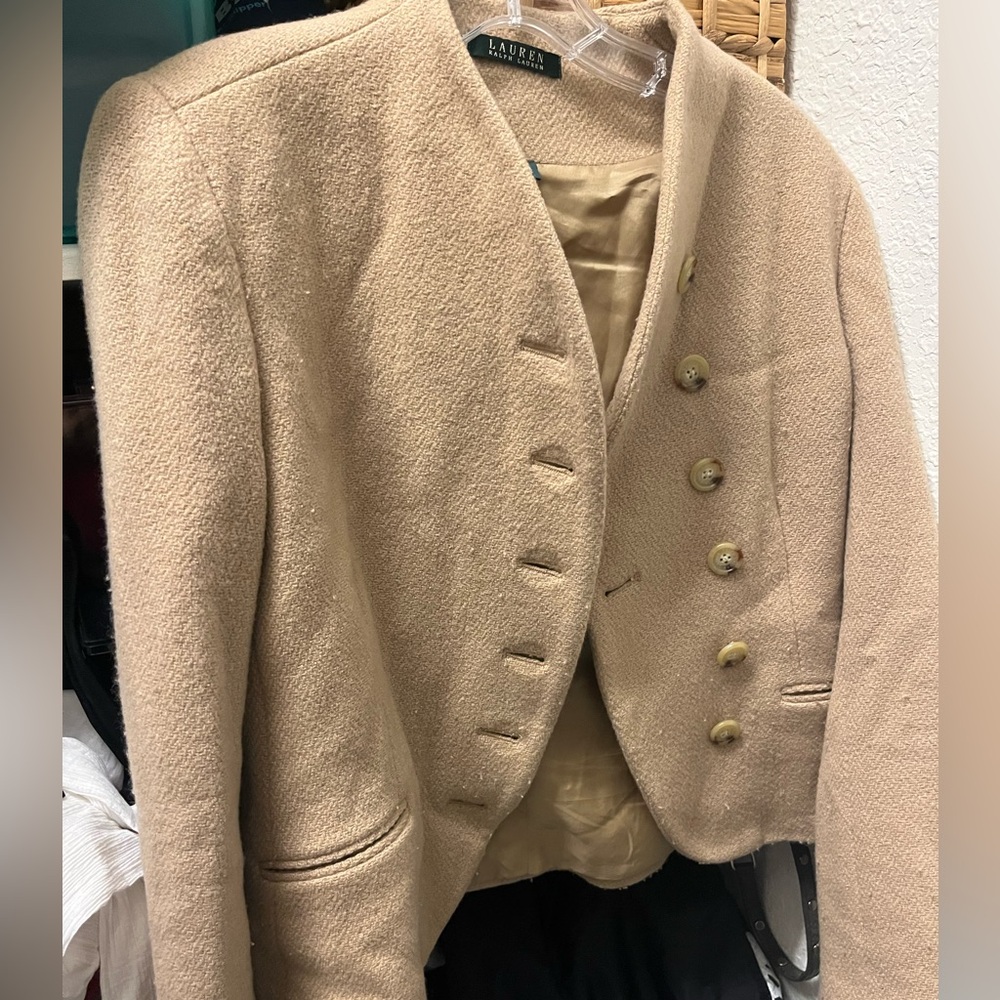 Lauren Ralph Lauren Short/Cropped Tan/Camel Button Coat in Size 2